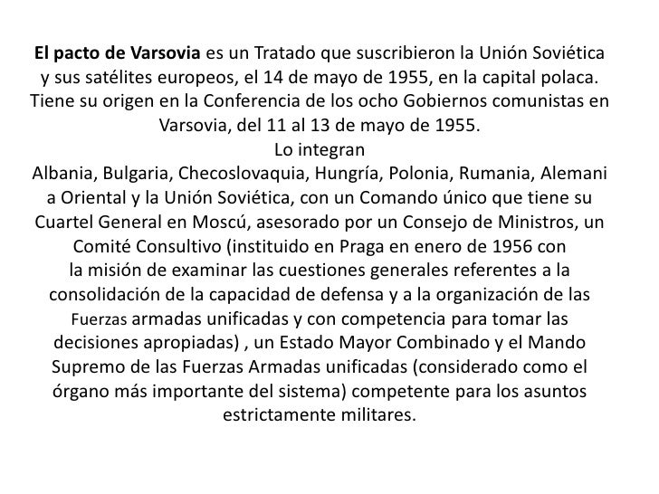 El pacto de varsovia y el COMECON