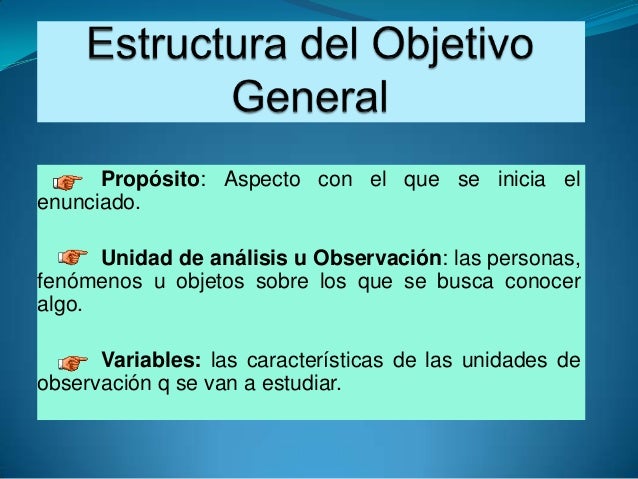 Objetivos general y especifico expo