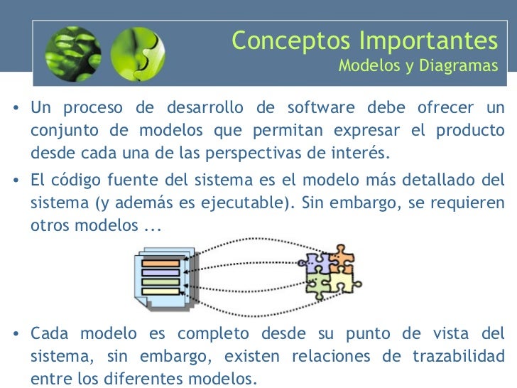 <ul><li>Un proceso de desarrollo de software debe ofrecer un conjunto de modelos que permitan expresar el producto desde c...