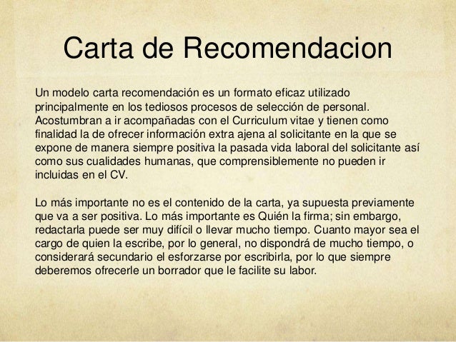 como hacer una carta de recomendacion personal para un banco