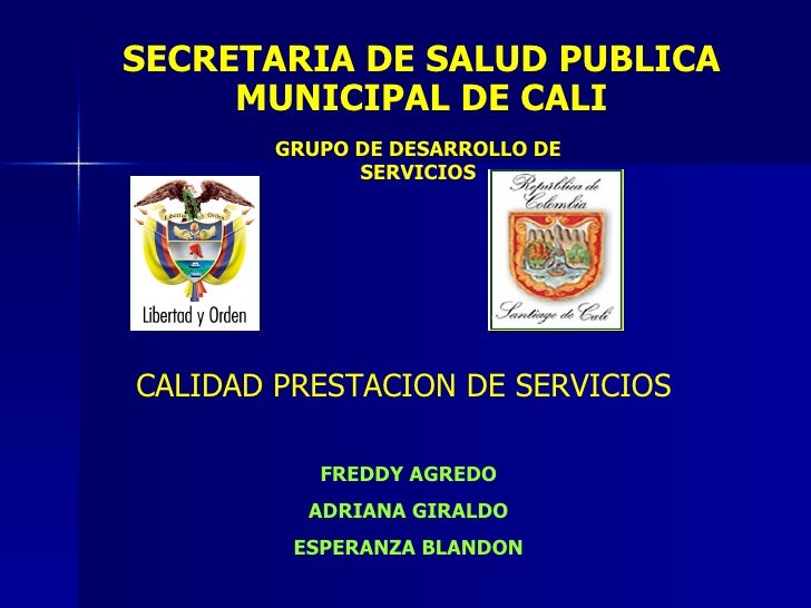 EN LA PRESTACION DE LOS SERVICIOS DE SALUD en la prestacion de los servicios de salud: