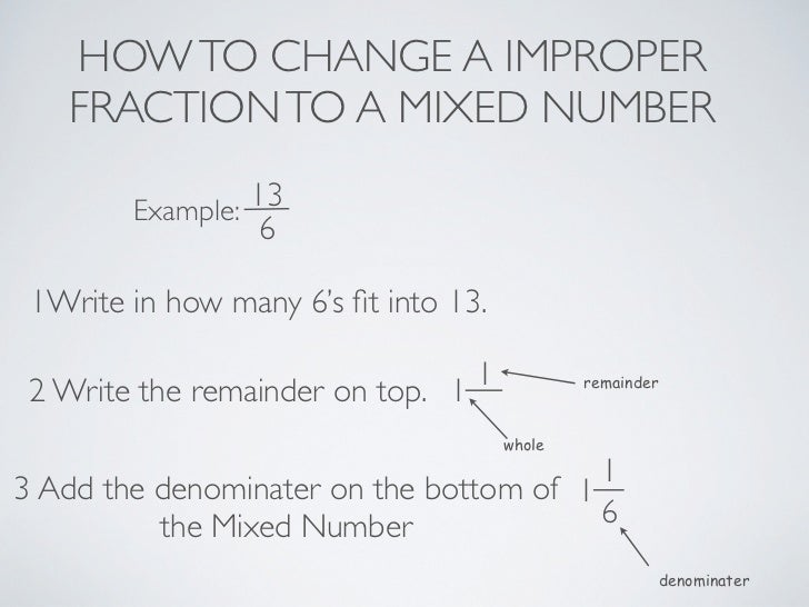 How to write mixed numbers as improper fractions