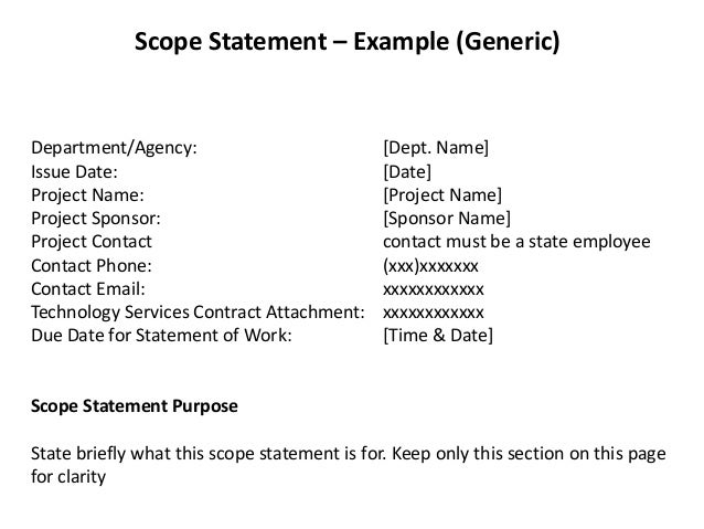 project scope example