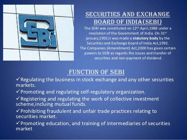 functions of bombay stock exchange ppt