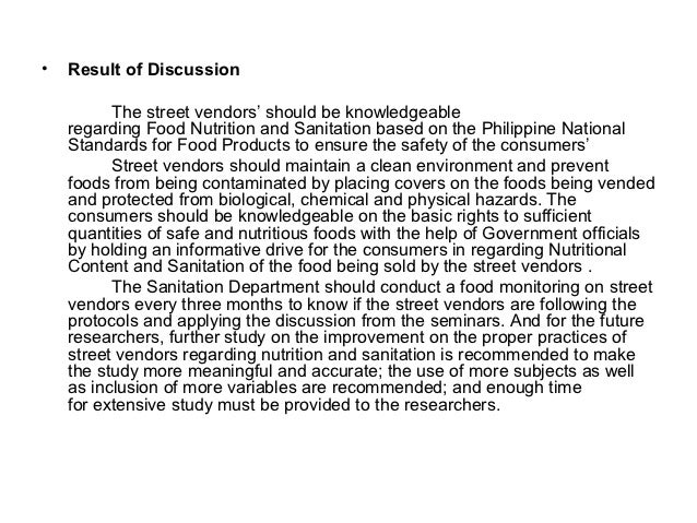 Sample thesis about street foods