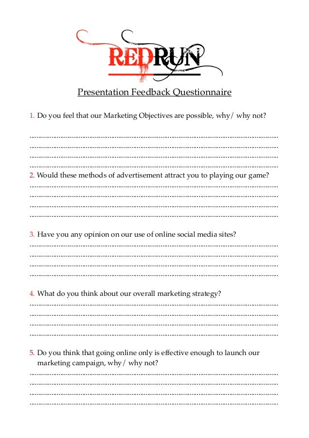 presentation feedback survey questions