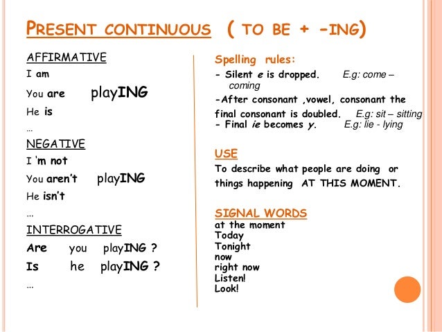 Resultado de imagen de present continuous