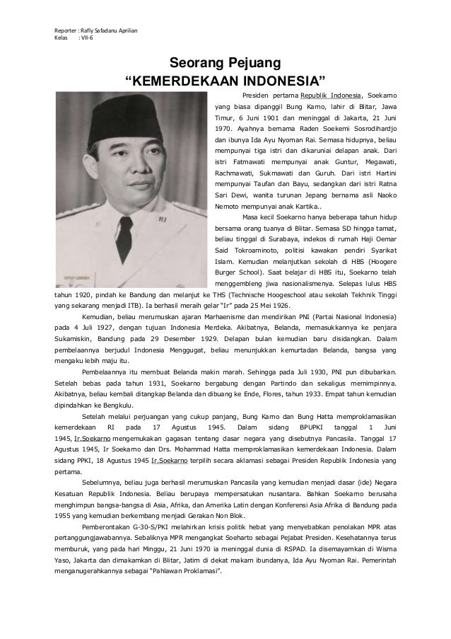 Biografi Ir Soekarno Dalam Bahasa Inggris