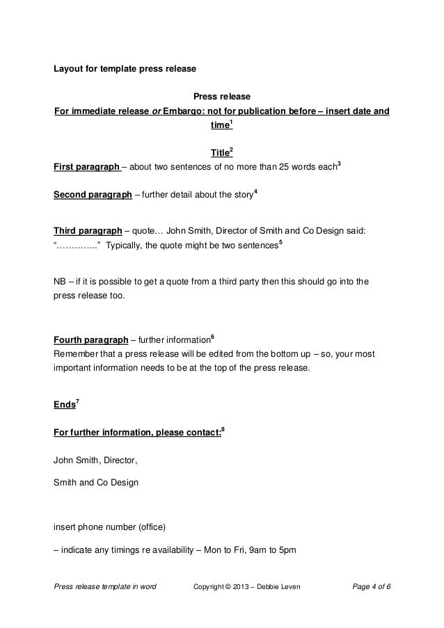press releases template