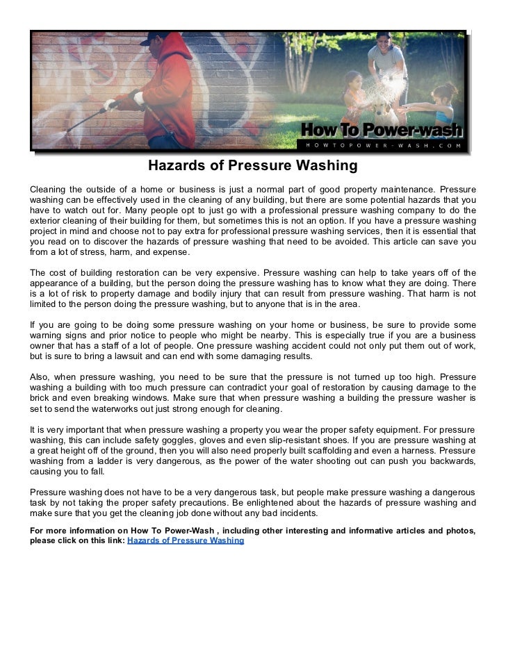 Hazards of Pressure Washing
