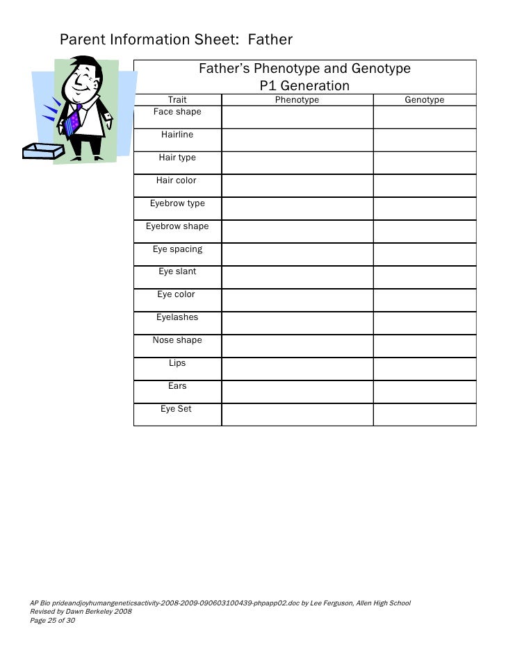 Pride And Joy Human Genetics Activity 2008 2009