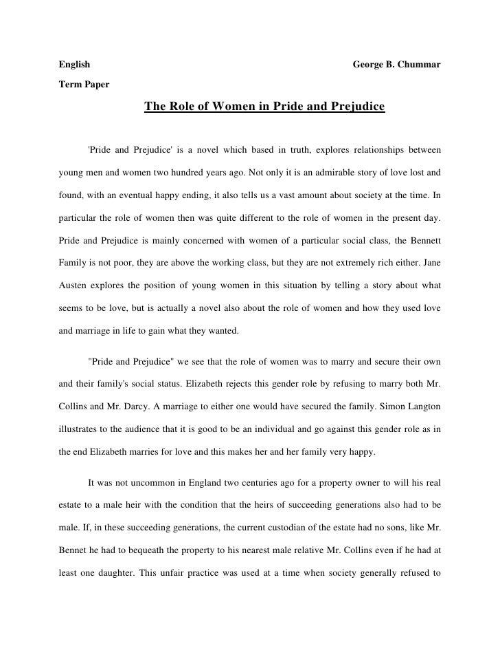 pride and prejudice essay