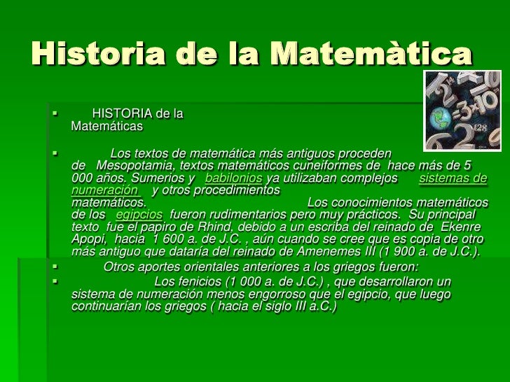 Un breve recorrido de la Historia de las Matemáticas