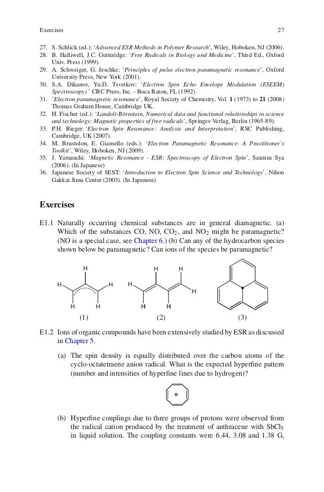 Principles and applications of esr spectroscopy