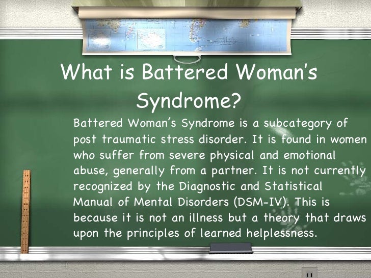 battered womens syndrome not recognized as a distinct mental disorder battered womens syndrome not recognized as a distinct mental disorder