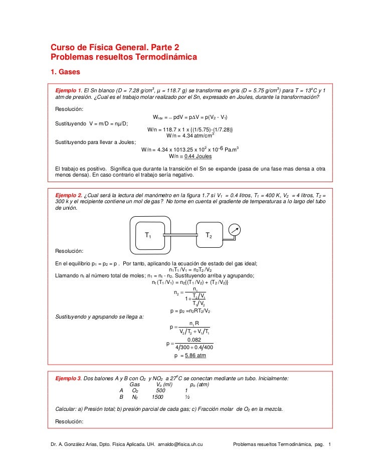 Curso de Física General. Parte 2Problemas resueltos Termodinámica1. Gases                                                3...