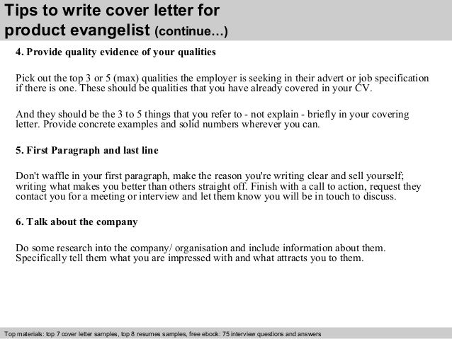 Evangelist Cover Letter ... 4. Tips to write cover letter for product evangelist ...