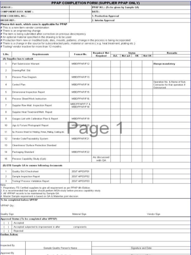 Production part approval process ppt 1