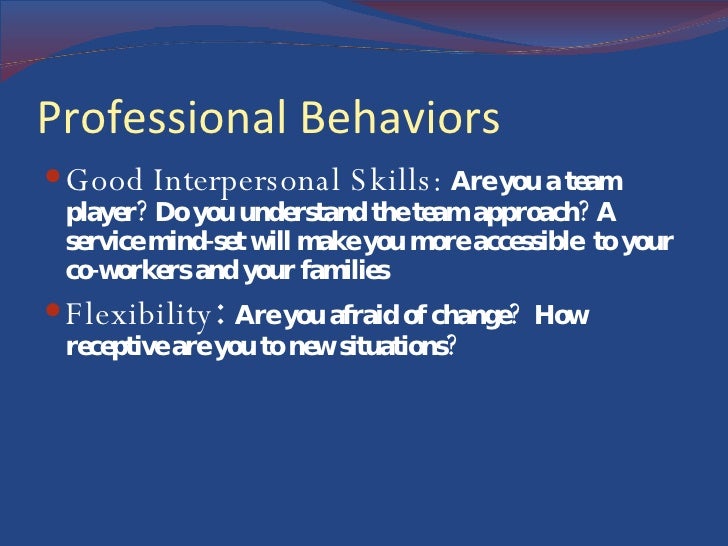 Professional Behaviors