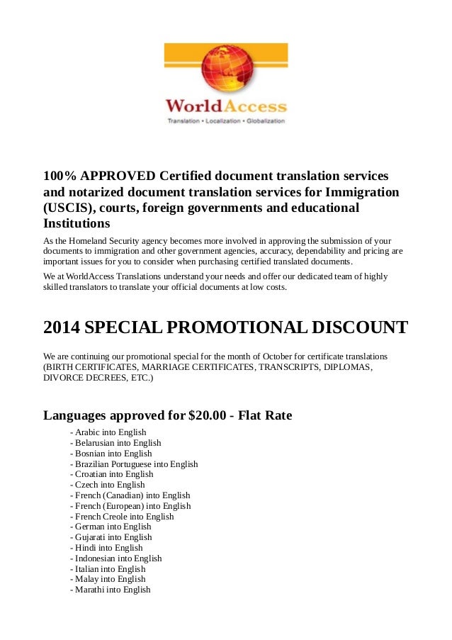 Professional document translation services world access
