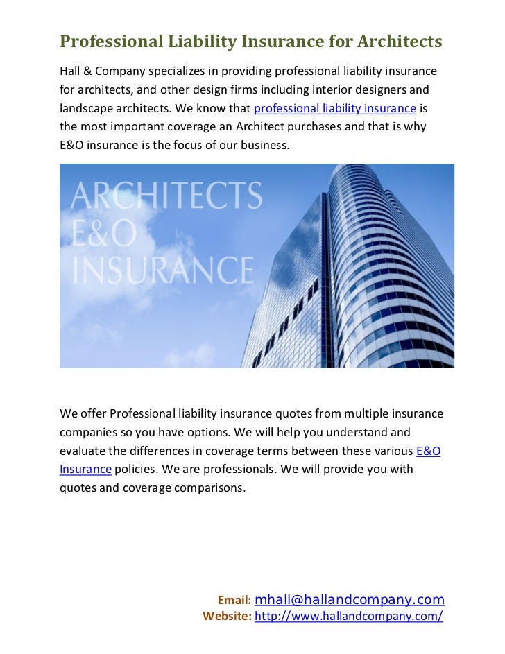 Professional liability insurance for architects