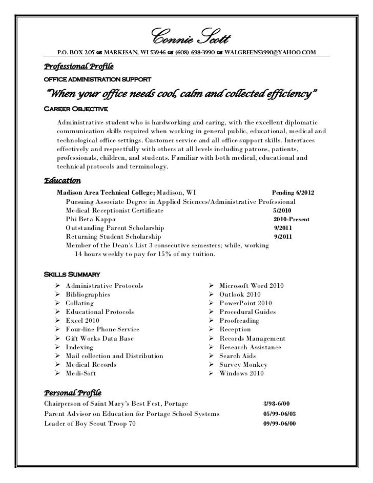 Professional profile in resume examples