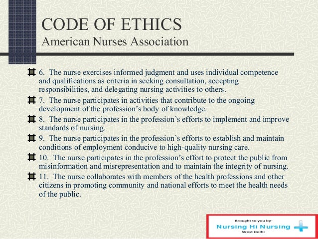 Nurses Code Of Ethics Or Standards Of
