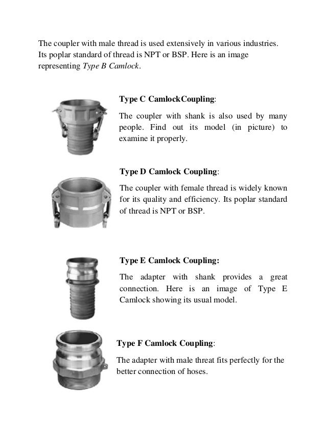 ProFlow Camlock Couplings & Cam Lock Fittings