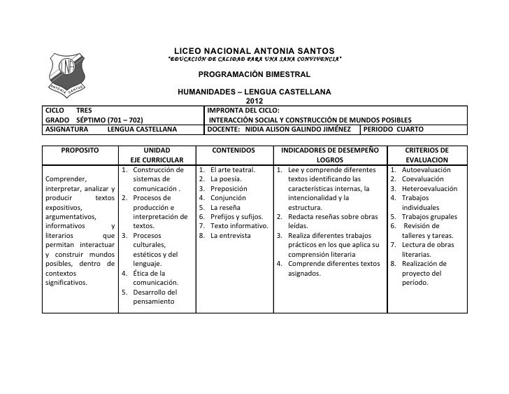 Programacion Curricular De Espaol Grado 6 | programacion curricular de espaol grado 6 Programacion Curricular De Espaol Grado 6 | programacion curricular de espaol grado 6