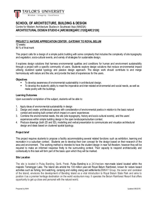 Design Brief In Architecture | project 2 brief architecture studio 4 arc60206 august 2015 1 Design Brief In Architecture | project 2 brief architecture studio 4 arc60206 august 2015 1