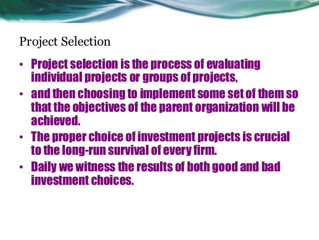 project selection project selection