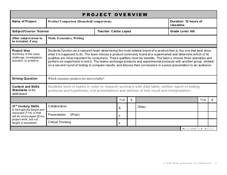 Project planning forms