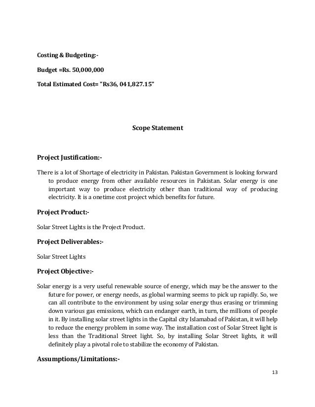 Justification report