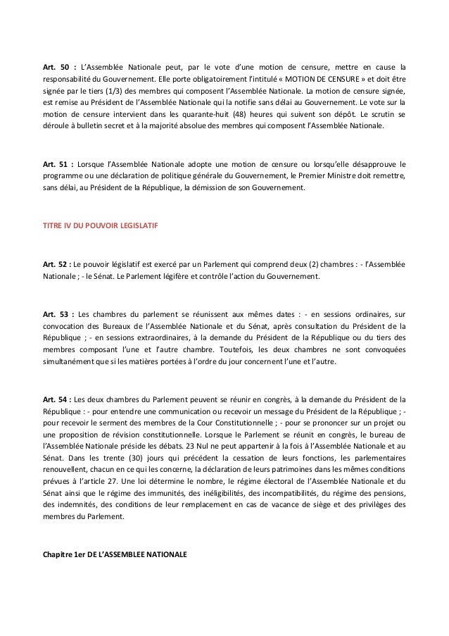article 49 et 50 de la constitution dissertation
