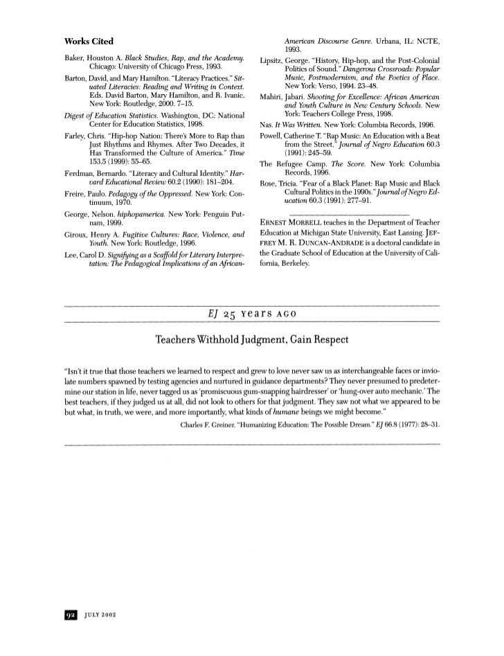 Essays about hip hop lyrics
