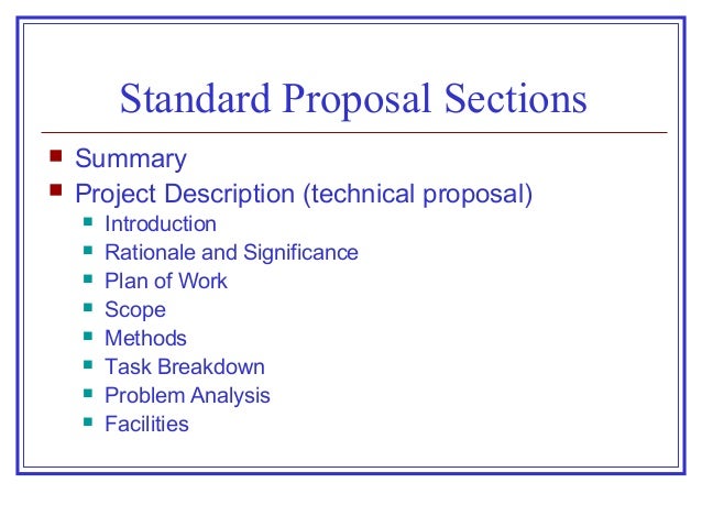 Sections of a proposal