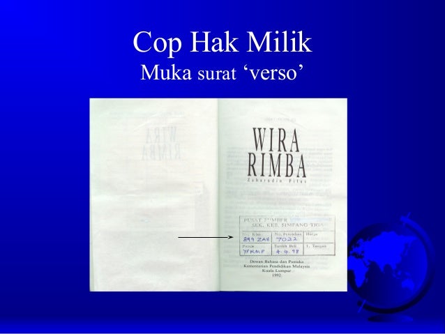 Cop Hak Milik
Muka surat ‘verso’