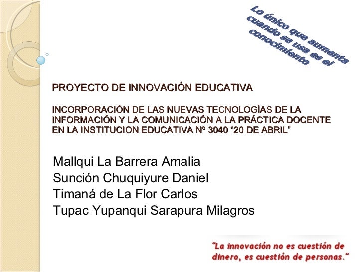 INNOVACION PROYECTO innovacion proyecto: