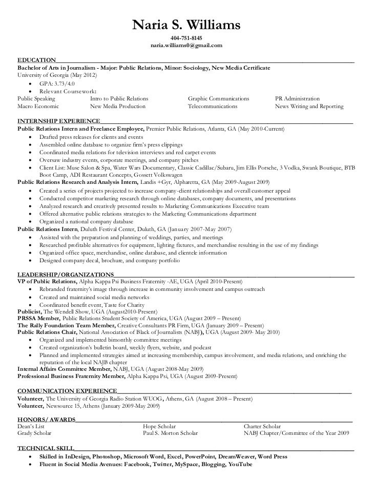 listing internship on resumes