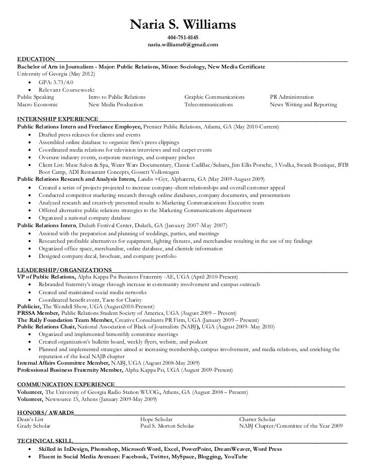 Resume related coursework