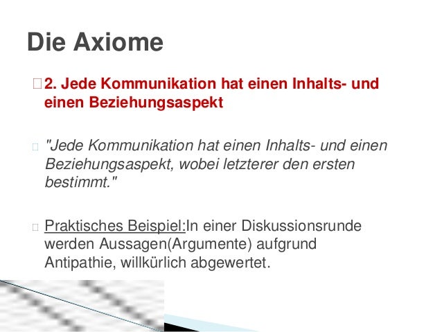 Jede Kommunikation Hat Einen Inhalts- Und Einen Beziehungsaspekt Präsentation watzlawick