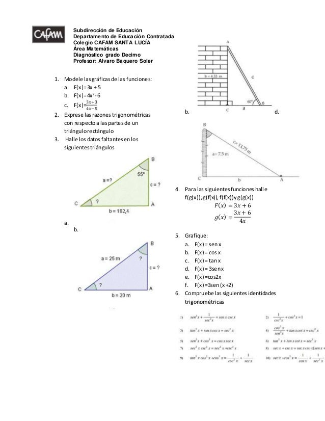 Prueba diagnostica de matematicas grado 11 Prueba diagnostica de matematicas grado 11