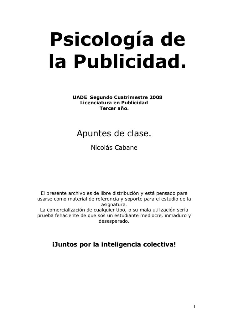 Psicología De La Publicidad Resumen Psicología De La Publicidad Resumen