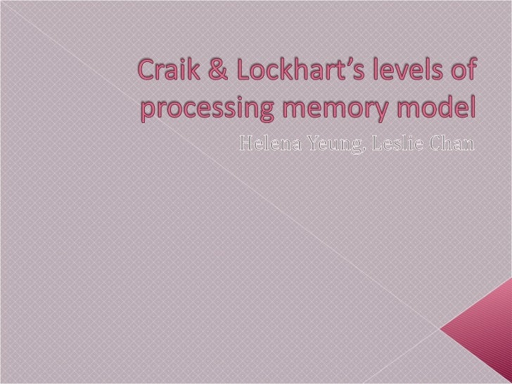 a study on recreating craik and lockharts levels of processing theory Craik and lockhart (1972) proposed the idea that deeper levels of _____ result in stronger the levels of processing memory proposed by craik and lockhart. a study on recreating craik and lockharts levels of processing theory Craik and lockhart (1972) proposed the idea that deeper levels of _____ result in stronger the levels of processing memory proposed by craik and lockhart.