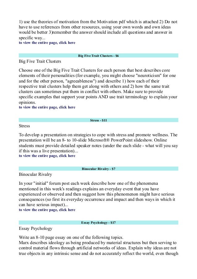 Psychology homework help