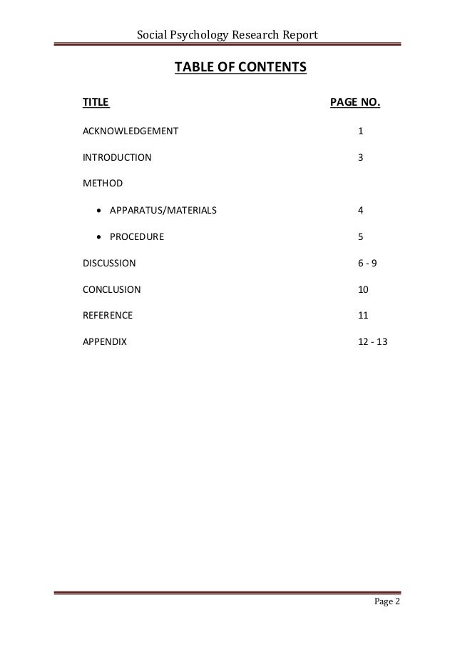 Form and content of the report