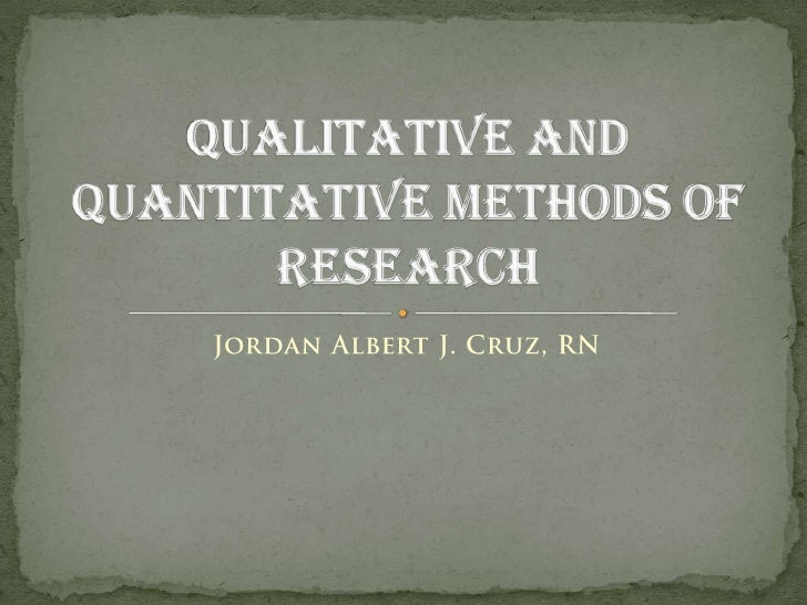 Qualitative And Quantitative Methods Of Research