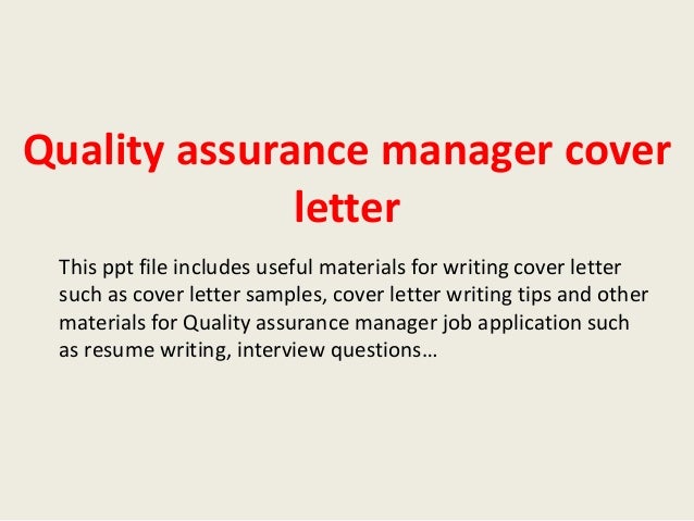 Quality assurance manager cover letter