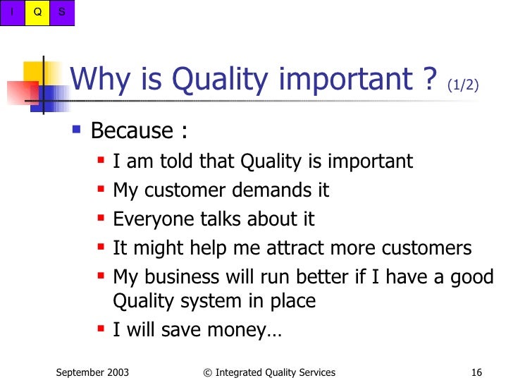 Quality Course 3, Including Iso9001