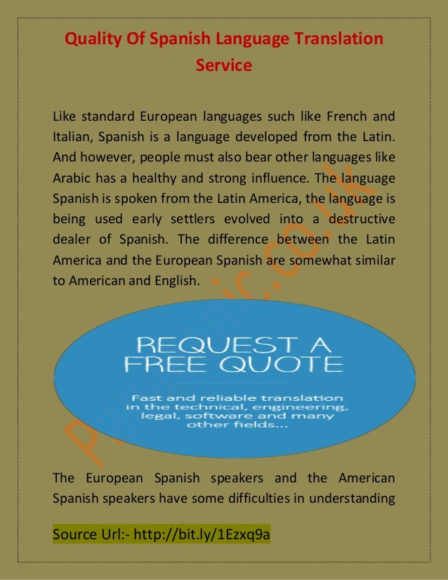 Quality Of Spanish Language Translation Service